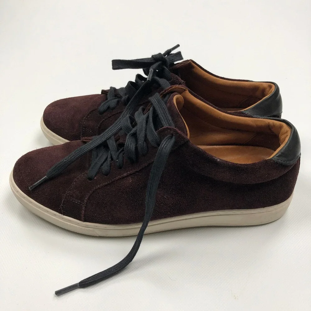 Allen Edmonds Courtside Mens 7.5 E Burgundy Suede Low Top Sneakers 5642